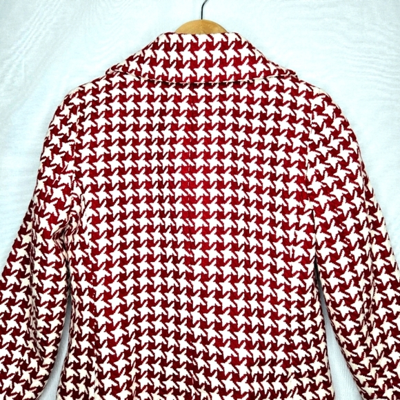Talbots Red Wool Houndstooth Moto Jacket. Size 8 - Picture 6 of 15